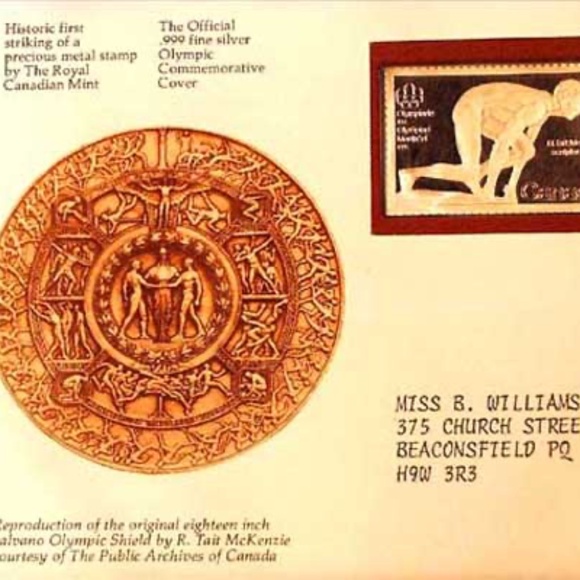 1977 OLYMPIC PRECIOUS METAL STAMP, .999 FINE SILVER, ROYAL CANADIAN MINT, RUNNER - Picture 2 of 5